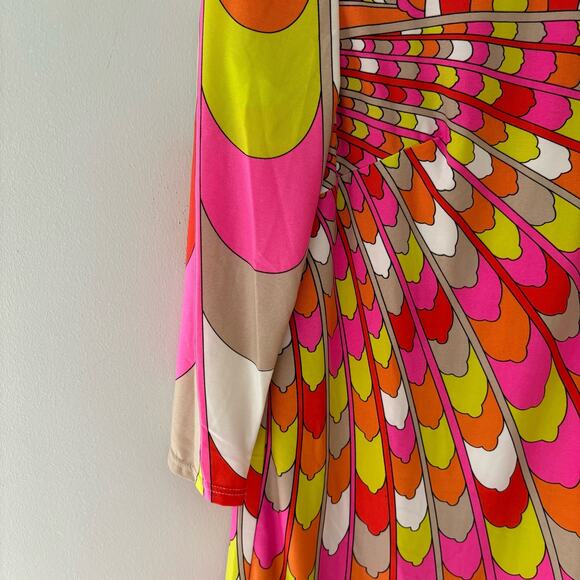 New Trina Turk Rhyan Print Sheath Dress 3/4 Sleeves Retro Size 6 - Picture 7 of 10